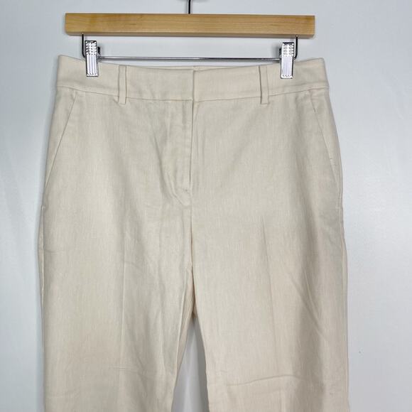 LOFT 2 Cream Almondine The Devin Slim Pants in Twill Ankle Cotton Linen Stretch - Picture 3 of 11